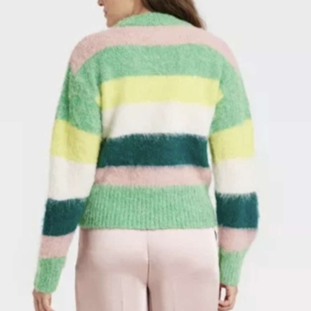 A New Day Crewneck Striped Brushed Pullover Oversized Size XS - Picture 3 of 6